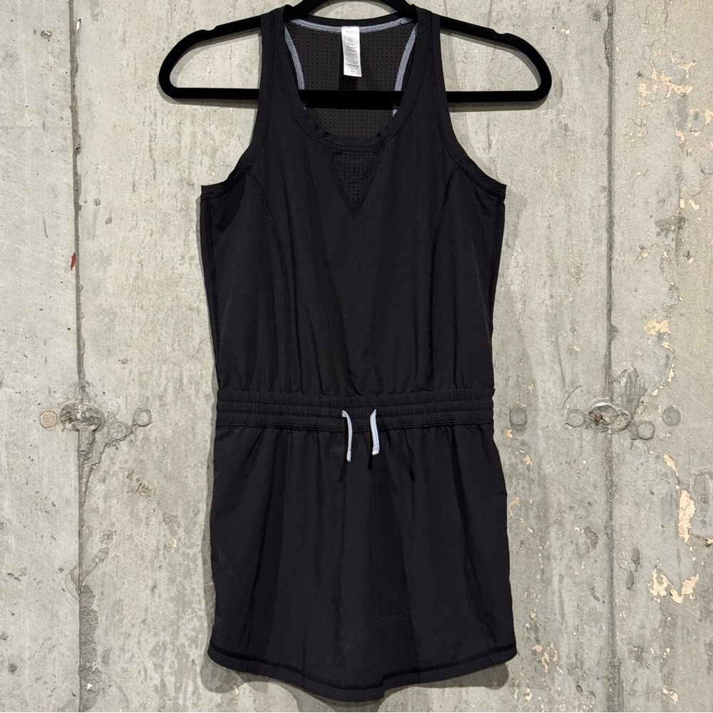Ivivva Size 12 Black Ready Set Goal Dress Scoop Neck Drawstring Waist Racerback